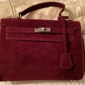 Red Suede like texture Satchel Bag New Two Shoulder Straps